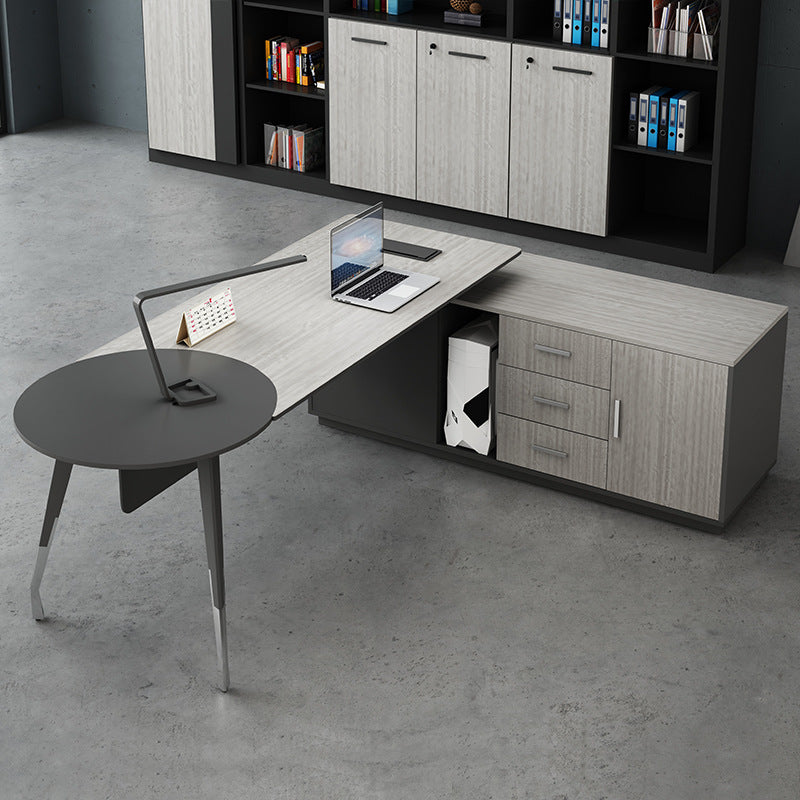 Zeitgenössischer Sockel Executive Desk Holz Office Desk mit Dateischrank