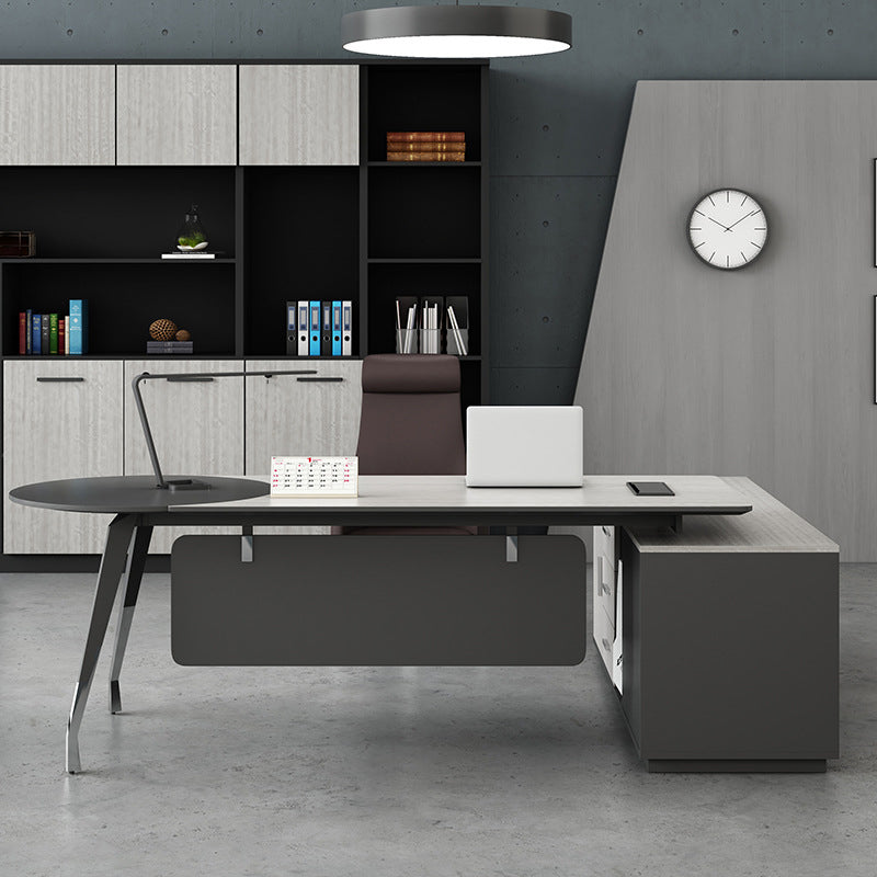 Zeitgenössischer Sockel Executive Desk Holz Office Desk mit Dateischrank