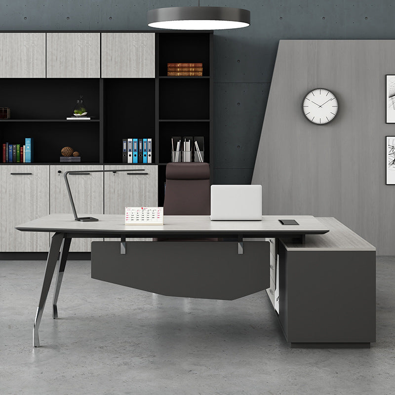 Zeitgenössischer Sockel Executive Desk Holz Office Desk mit Dateischrank