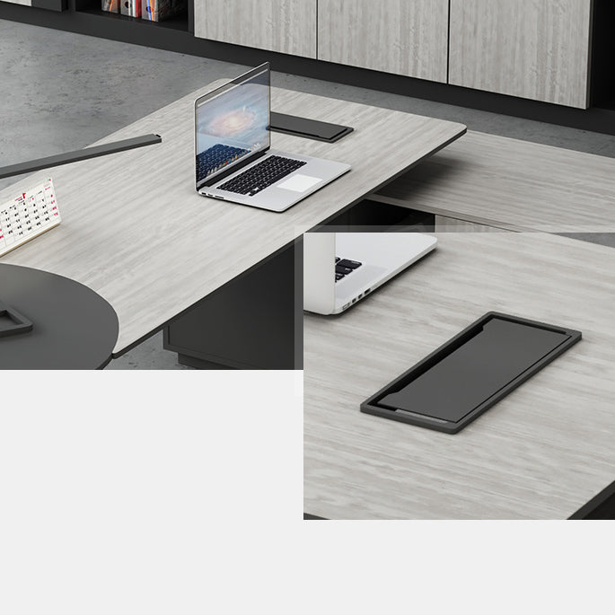 Zeitgenössischer Sockel Executive Desk Holz Office Desk mit Dateischrank