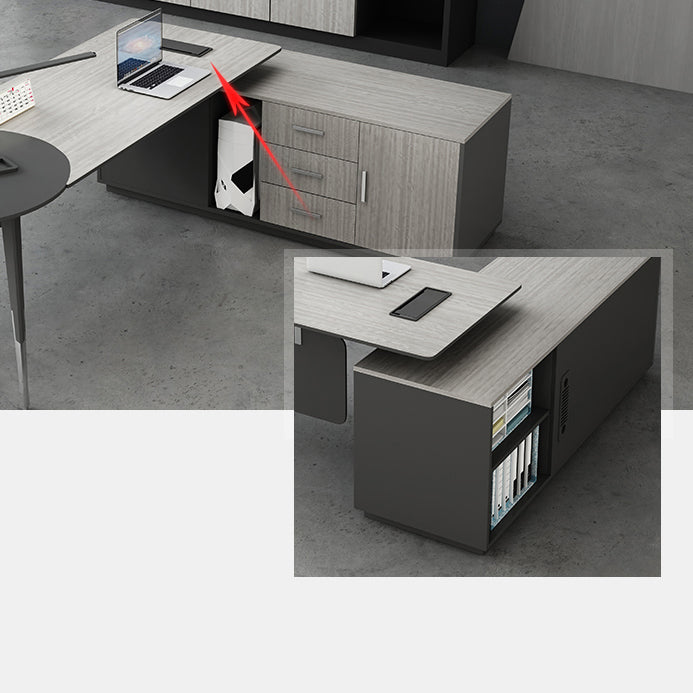 Zeitgenössischer Sockel Executive Desk Holz Office Desk mit Dateischrank