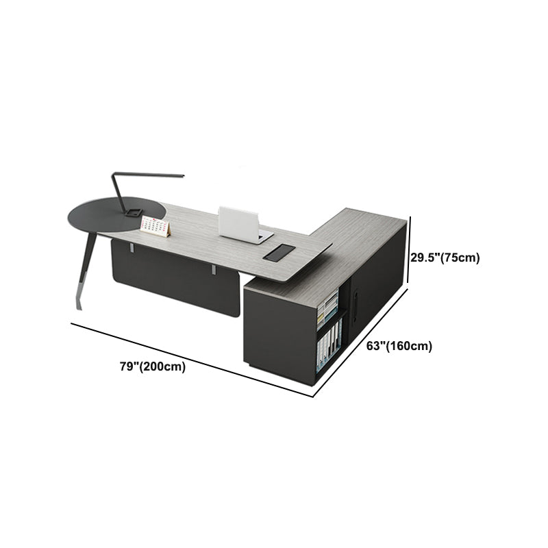 Zeitgenössischer Sockel Executive Desk Holz Office Desk mit Dateischrank