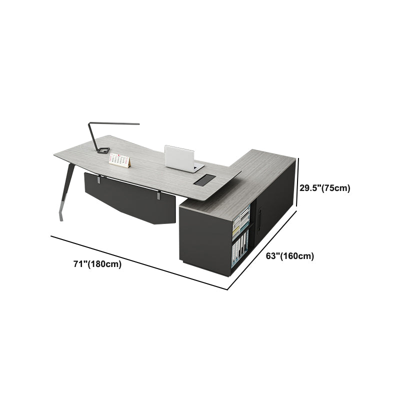 Zeitgenössischer Sockel Executive Desk Holz Office Desk mit Dateischrank
