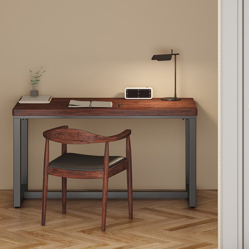 Industrial Rectangular Home Office Desk Solid Wood Writing Desk with Metal Legs 63"L x 31.5"W x 29.5"H Clearhalo 'furn' 'furn_office_desk' 'Furniture' 'Office Desks' 'Office Furniture' 'office_desk' 6130738