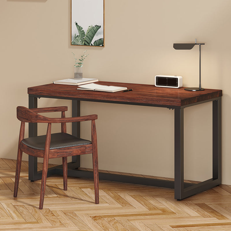 Industrial Rectangular Home Office Desk Solid Wood Writing Desk with Metal Legs 55.1"L x 27.6"W x 29.5"H Clearhalo 'furn' 'furn_office_desk' 'Furniture' 'Office Desks' 'Office Furniture' 'office_desk' 6130739