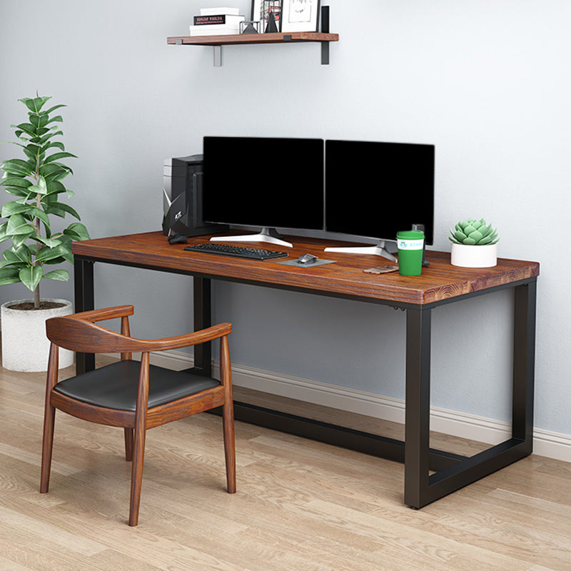 Industrial Rectangular Home Office Desk Solid Wood Writing Desk with Metal Legs 70.9"L x 31.5"W x 29.5"H Clearhalo 'furn' 'furn_office_desk' 'Furniture' 'Office Desks' 'Office Furniture' 'office_desk' 6130740