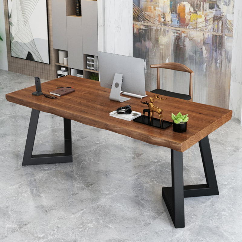 Home Industrial Rectangular Office Desk Solid Wood Writing Desk with Metal Legs 70.9"L x 31.5"W x 29.5"H Clearhalo 'furn' 'furn_office_desk' 'Furniture' 'Office Desks' 'Office Furniture' 'office_desk' 6130757