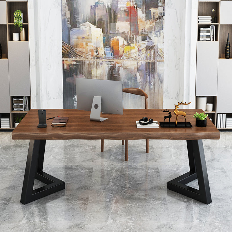 Home Industrial Rectangular Office Desk Solid Wood Writing Desk with Metal Legs 78.7"L x 31.5"W x 29.5"H Clearhalo 'furn' 'furn_office_desk' 'Furniture' 'Office Desks' 'Office Furniture' 'office_desk' 6130759