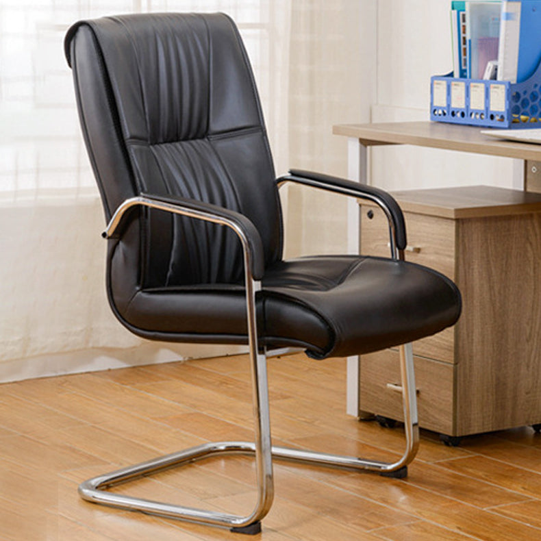 High Back Office Chair  Faux Leather Padded Fixed Arms Conference Chair