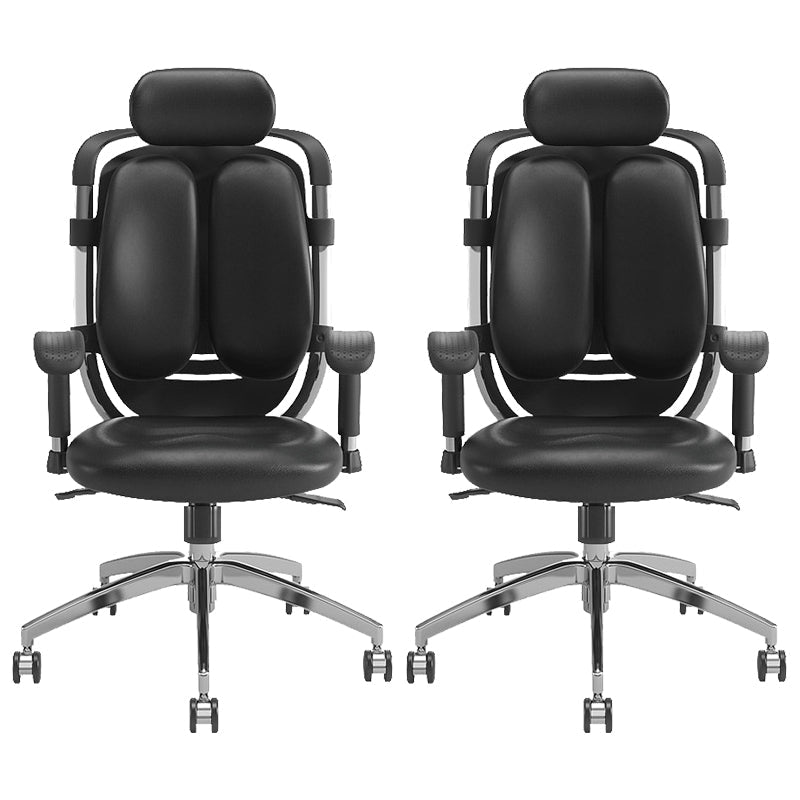 Contemporary Office Chair Leather Computer Chair Ergonomic Task Chair 2 Piece Set Clearhalo 'furn' 'furn_office_chair' 'Furniture' 'Office Chairs' 'Office Furniture' 'office_chair' 6130839