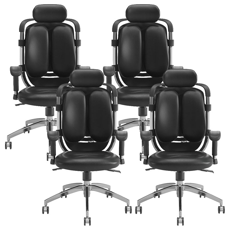 Contemporary Office Chair Leather Computer Chair Ergonomic Task Chair 4 Piece Set Clearhalo 'furn' 'furn_office_chair' 'Furniture' 'Office Chairs' 'Office Furniture' 'office_chair' 6130840