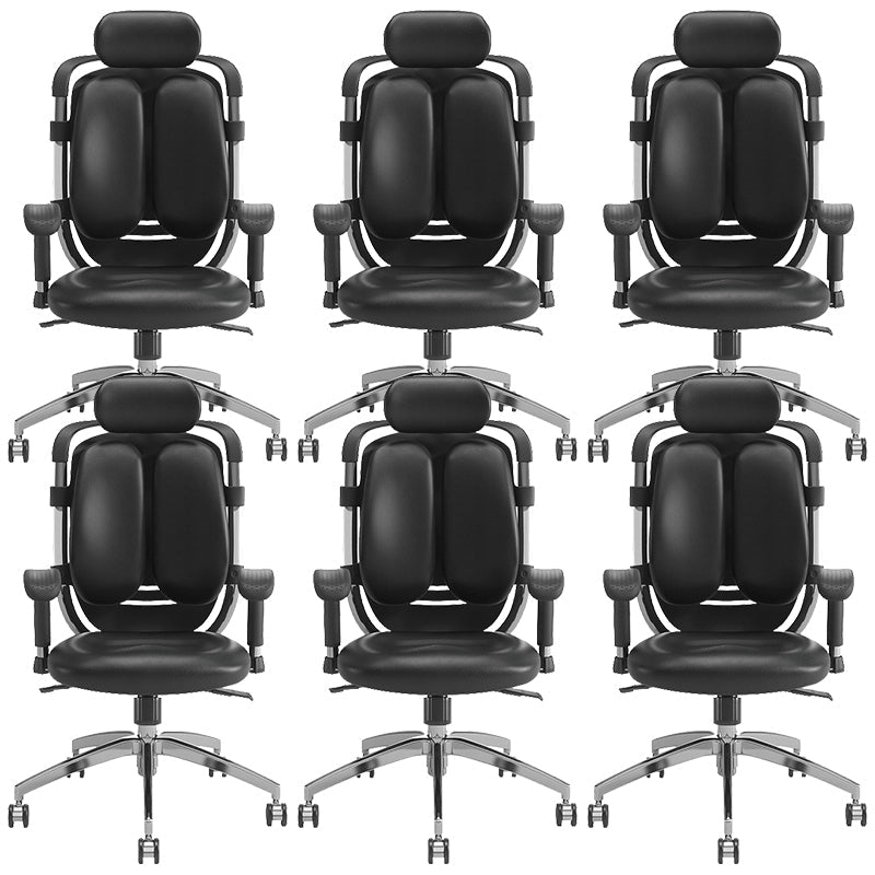 Contemporary Office Chair Leather Computer Chair Ergonomic Task Chair 6 Piece Set Clearhalo 'furn' 'furn_office_chair' 'Furniture' 'Office Chairs' 'Office Furniture' 'office_chair' 6130842