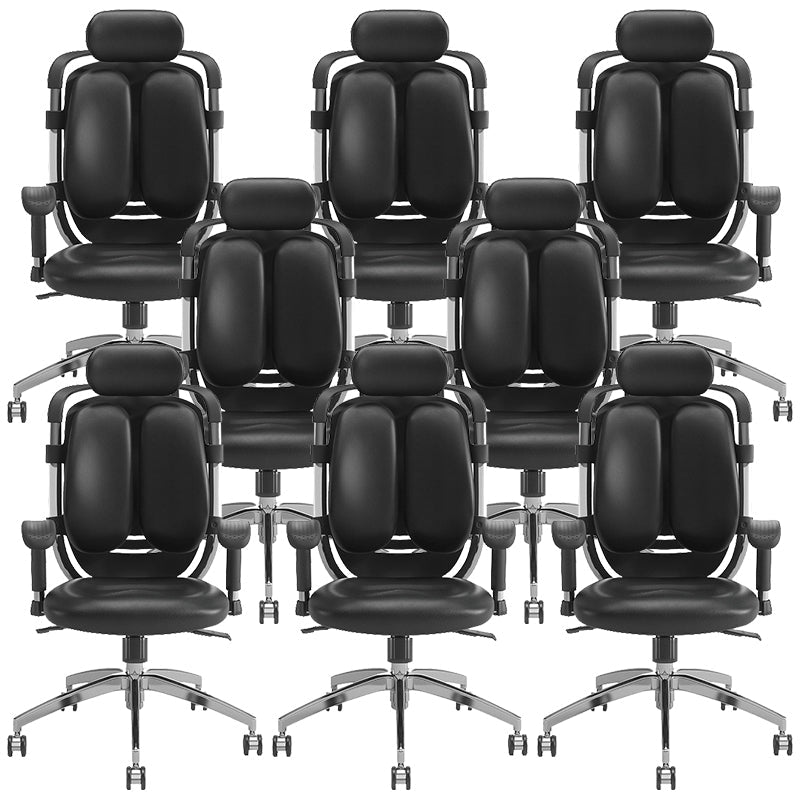 Contemporary Office Chair Leather Computer Chair Ergonomic Task Chair 8 Piece Set Clearhalo 'furn' 'furn_office_chair' 'Furniture' 'Office Chairs' 'Office Furniture' 'office_chair' 6130844