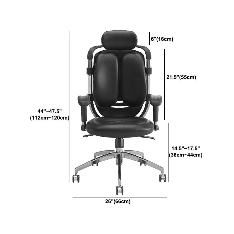 Contemporary Office Chair Leather Computer Chair Ergonomic Task Chair Clearhalo 'furn' 'furn_office_chair' 'Furniture' 'Office Chairs' 'Office Furniture' 'office_chair' 6130853
