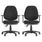 Modern Black Swivel Computer Chair Fixed Arms Height-adjustable Office Chair 2 Piece Set Clearhalo 'furn' 'furn_office_chair' 'Furniture' 'Office Chairs' 'Office Furniture' 'office_chair' 6130871