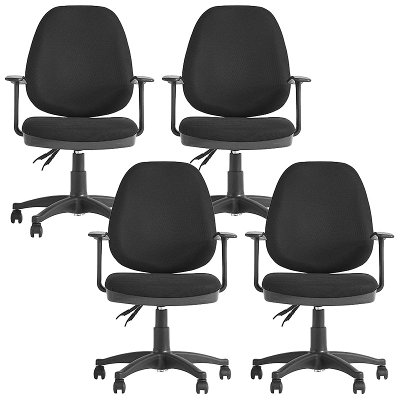 Modern Black Swivel Computer Chair Fixed Arms Height-adjustable Office Chair 4 Piece Set Clearhalo 'furn' 'furn_office_chair' 'Furniture' 'Office Chairs' 'Office Furniture' 'office_chair' 6130872