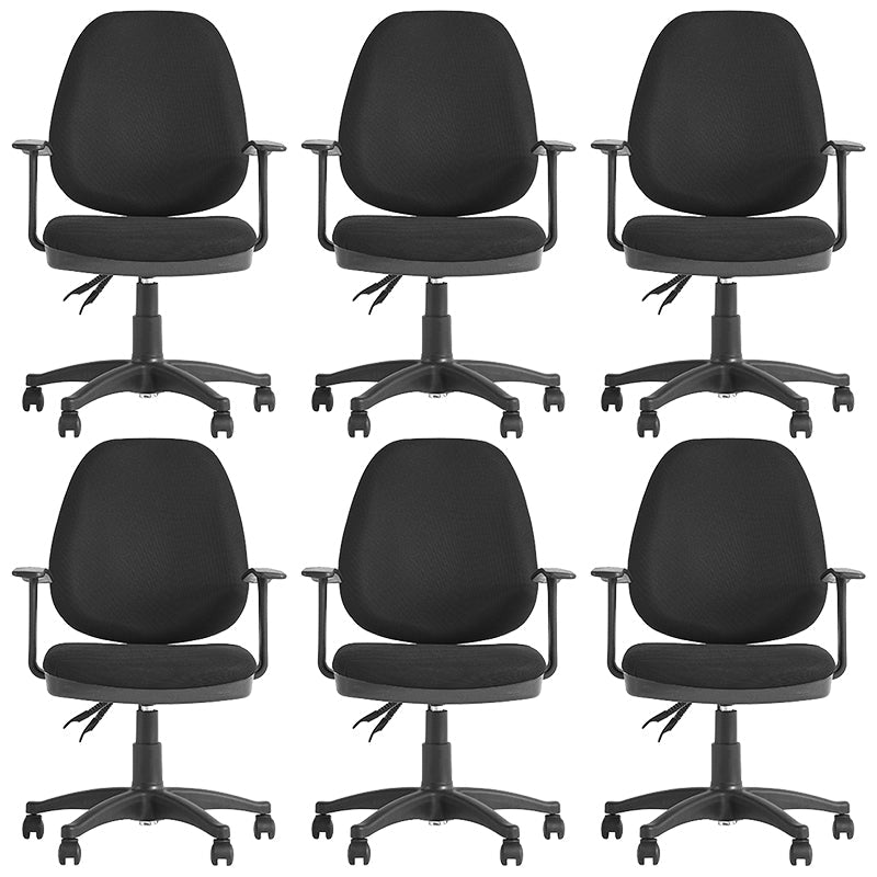 Modern Black Swivel Computer Chair Fixed Arms Height-adjustable Office Chair 6 Piece Set Clearhalo 'furn' 'furn_office_chair' 'Furniture' 'Office Chairs' 'Office Furniture' 'office_chair' 6130874
