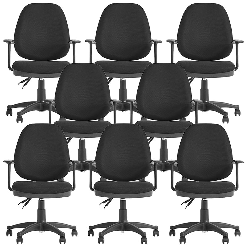 Modern Black Swivel Computer Chair Fixed Arms Height-adjustable Office Chair 8 Piece Set Clearhalo 'furn' 'furn_office_chair' 'Furniture' 'Office Chairs' 'Office Furniture' 'office_chair' 6130876