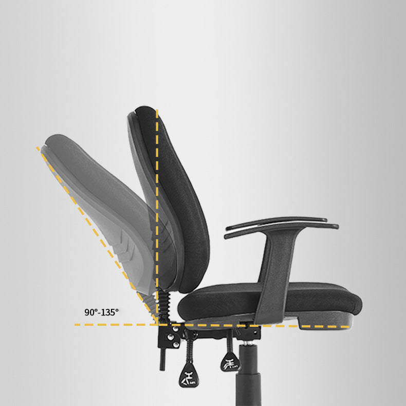 Modern Black Swivel Computer Chair Fixed Arms Height-adjustable Office Chair Clearhalo 'furn' 'furn_office_chair' 'Furniture' 'Office Chairs' 'Office Furniture' 'office_chair' 6130879