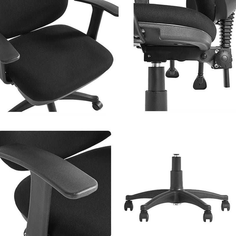 Modern Black Swivel Computer Chair Fixed Arms Height-adjustable Office Chair Clearhalo 'furn' 'furn_office_chair' 'Furniture' 'Office Chairs' 'Office Furniture' 'office_chair' 6130881