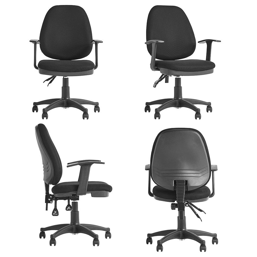 Modern Black Swivel Computer Chair Fixed Arms Height-adjustable Office Chair Clearhalo 'furn' 'furn_office_chair' 'Furniture' 'Office Chairs' 'Office Furniture' 'office_chair' 6130882
