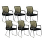 Mid-Back Ergonomic Office Chair Contemporary No Wheels Desk Chair Black Green 6 Piece Set Clearhalo 'furn' 'furn_office_chair' 'Furniture' 'Office Chairs' 'Office Furniture' 'office_chair' 6130914