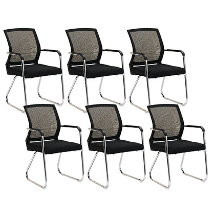 Mid-Back Ergonomic Office Chair Contemporary No Wheels Desk Chair Black 6 Piece Set Clearhalo 'furn' 'furn_office_chair' 'Furniture' 'Office Chairs' 'Office Furniture' 'office_chair' 6130917