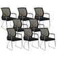Mid-Back Ergonomic Office Chair Contemporary No Wheels Desk Chair Black 8 Piece Set Clearhalo 'furn' 'furn_office_chair' 'Furniture' 'Office Chairs' 'Office Furniture' 'office_chair' 6130919
