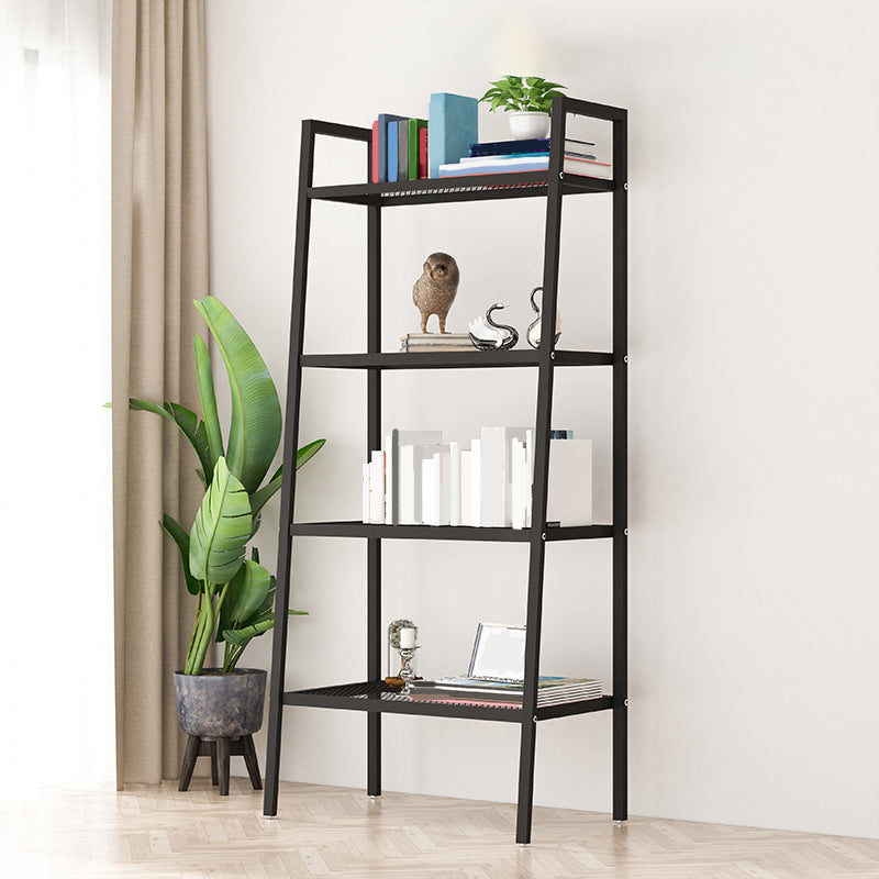 Contemporary Metal Bookshelf Ladder Shelf Bookcase for Study Room