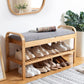 12.99" Wide Modern Entryway Cushioned Bench Bamboo Bench with Arms Clearhalo 'Benches' 'Chairs & Seating' 'furn' 'furn_benches' 'Furniture' 'Living Room Furniture' 6131154