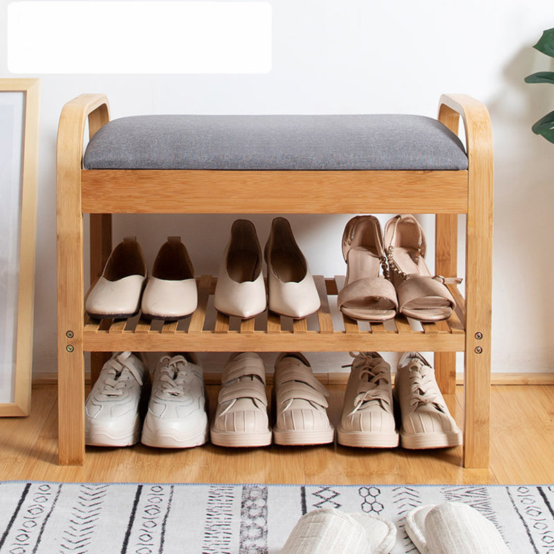 12.99" Wide Modern Entryway Cushioned Bench Bamboo Bench with Arms 23.6"L x 13"W x 19.7"H Storage Not Included Clearhalo 'Benches' 'Chairs & Seating' 'furn' 'furn_benches' 'Furniture' 'Living Room Furniture' 6131155