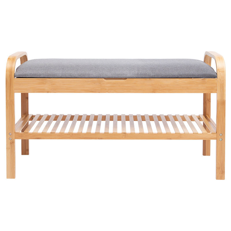 12.99" Wide Modern Entryway Cushioned Bench Bamboo Bench with Arms Clearhalo 'Benches' 'Chairs & Seating' 'furn' 'furn_benches' 'Furniture' 'Living Room Furniture' 6131162
