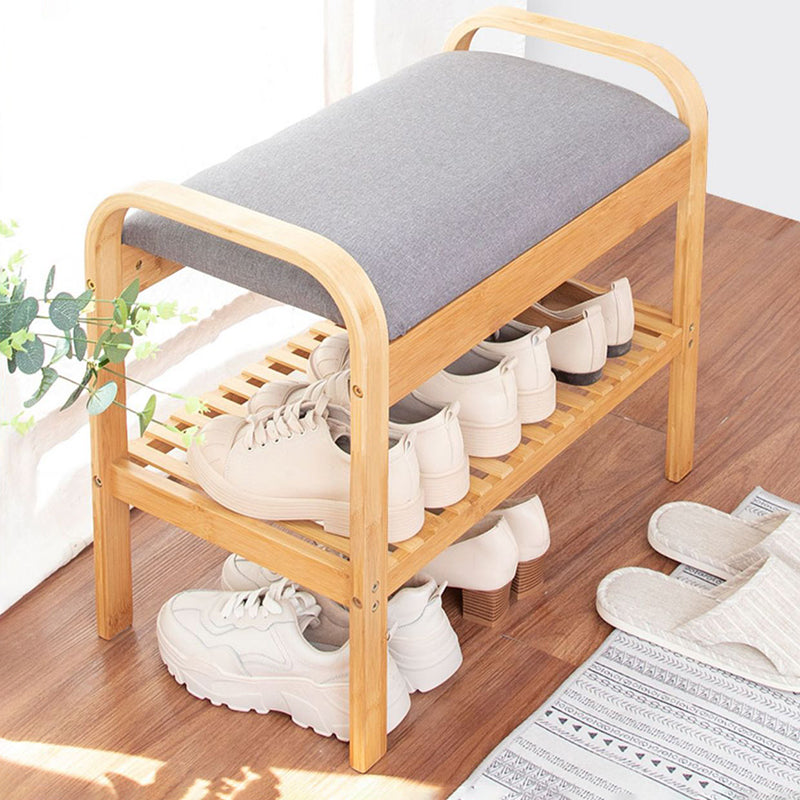 12.99" Wide Modern Entryway Cushioned Bench Bamboo Bench with Arms Clearhalo 'Benches' 'Chairs & Seating' 'furn' 'furn_benches' 'Furniture' 'Living Room Furniture' 6131170