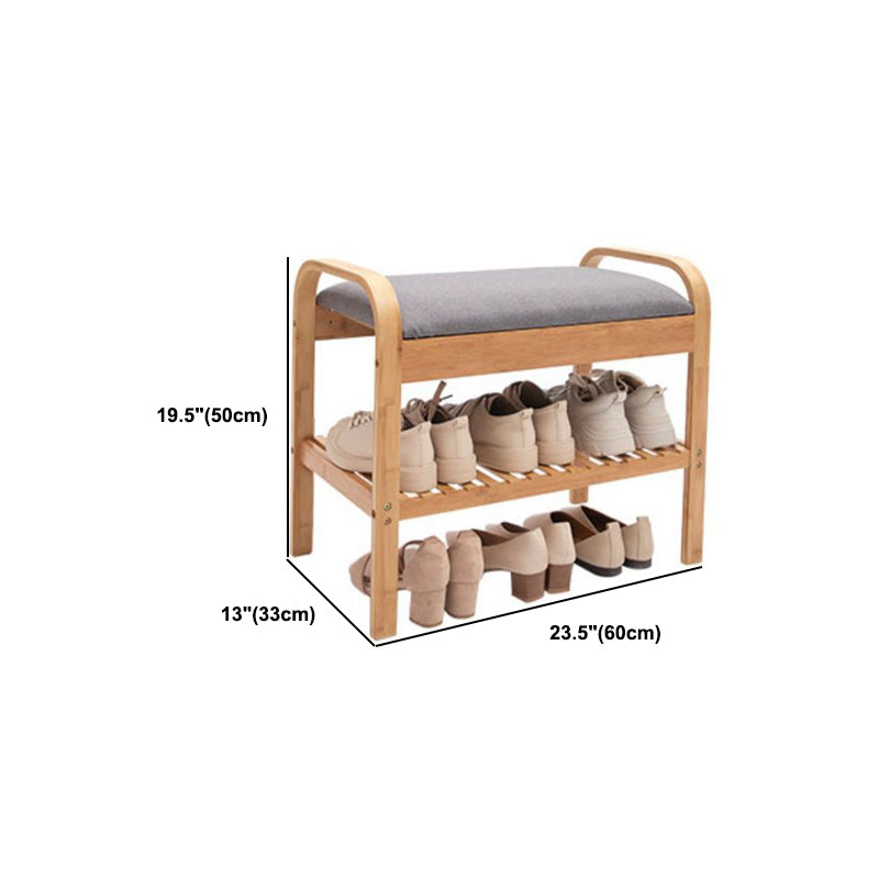 12.99" Wide Modern Entryway Cushioned Bench Bamboo Bench with Arms Clearhalo 'Benches' 'Chairs & Seating' 'furn' 'furn_benches' 'Furniture' 'Living Room Furniture' 6131174