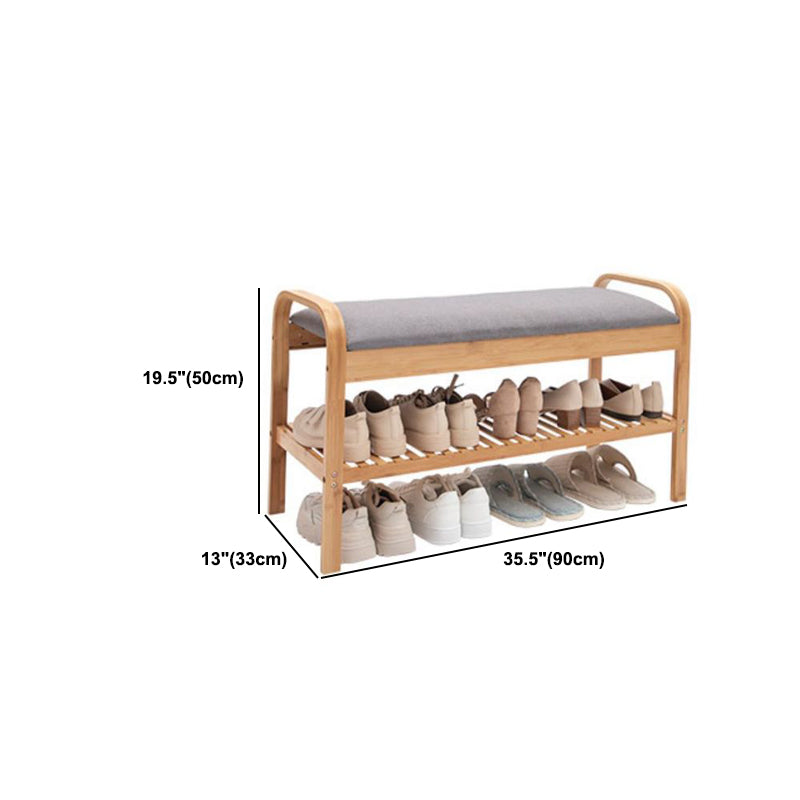 12.99" Wide Modern Entryway Cushioned Bench Bamboo Bench with Arms Clearhalo 'Benches' 'Chairs & Seating' 'furn' 'furn_benches' 'Furniture' 'Living Room Furniture' 6131176