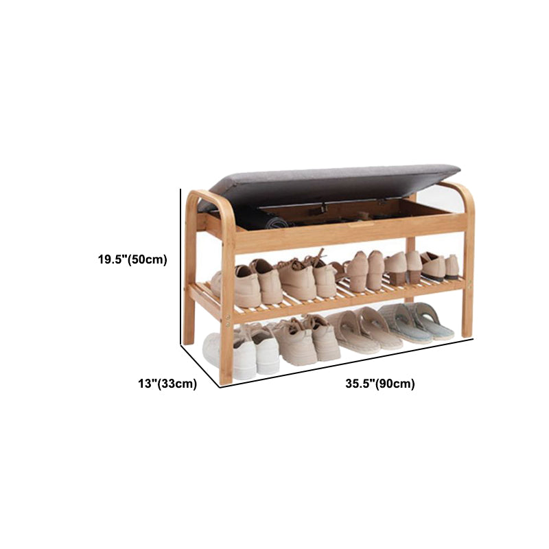 12.99" Wide Modern Entryway Cushioned Bench Bamboo Bench with Arms Clearhalo 'Benches' 'Chairs & Seating' 'furn' 'furn_benches' 'Furniture' 'Living Room Furniture' 6131177