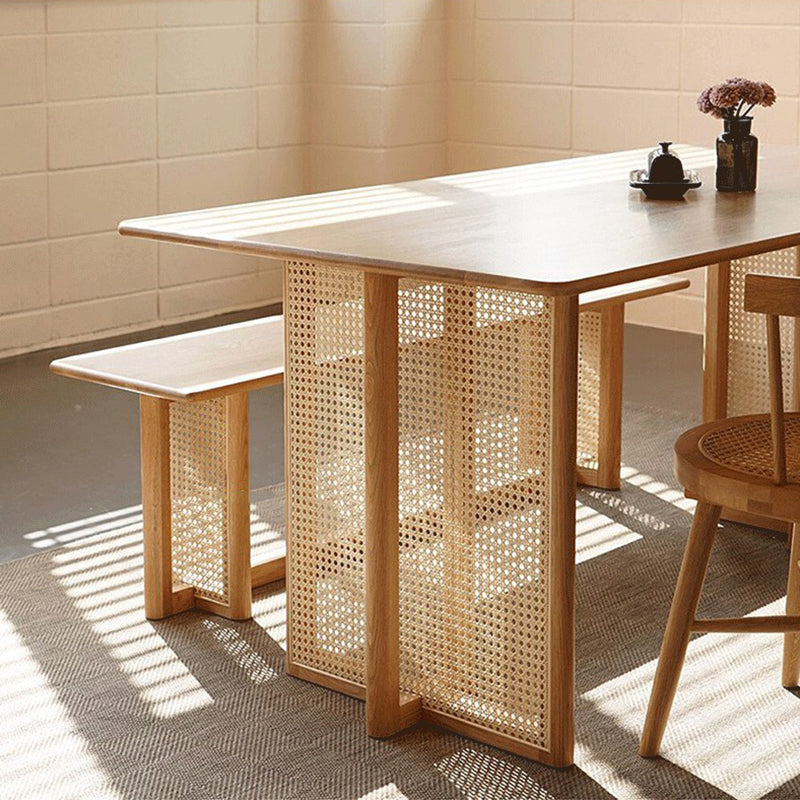 Solid Wood Rustic Dining Bench, 29.5"H Bench with Trestle Base Clearhalo 'Benches' 'Chairs & Seating' 'furn' 'furn_benches' 'Furniture' 'Living Room Furniture' 6131235