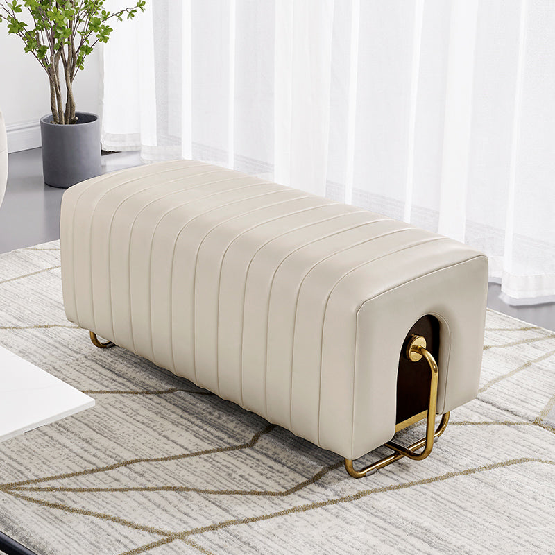 Rectangular Bench, 18"H Bedroom Seating Bench with Metal Crossing Legs Clearhalo 'Benches' 'Chairs & Seating' 'furn' 'furn_benches' 'Furniture' 'Living Room Furniture' 6131242