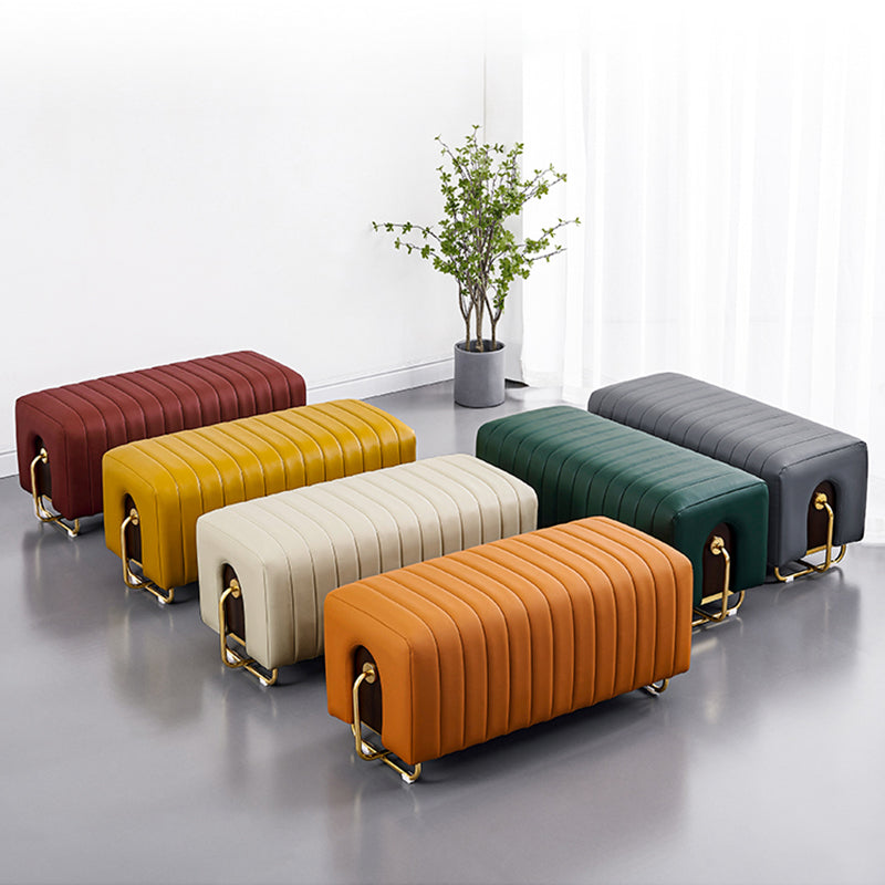 Rectangular Bench, 18"H Bedroom Seating Bench with Metal Crossing Legs Clearhalo 'Benches' 'Chairs & Seating' 'furn' 'furn_benches' 'Furniture' 'Living Room Furniture' 6131247