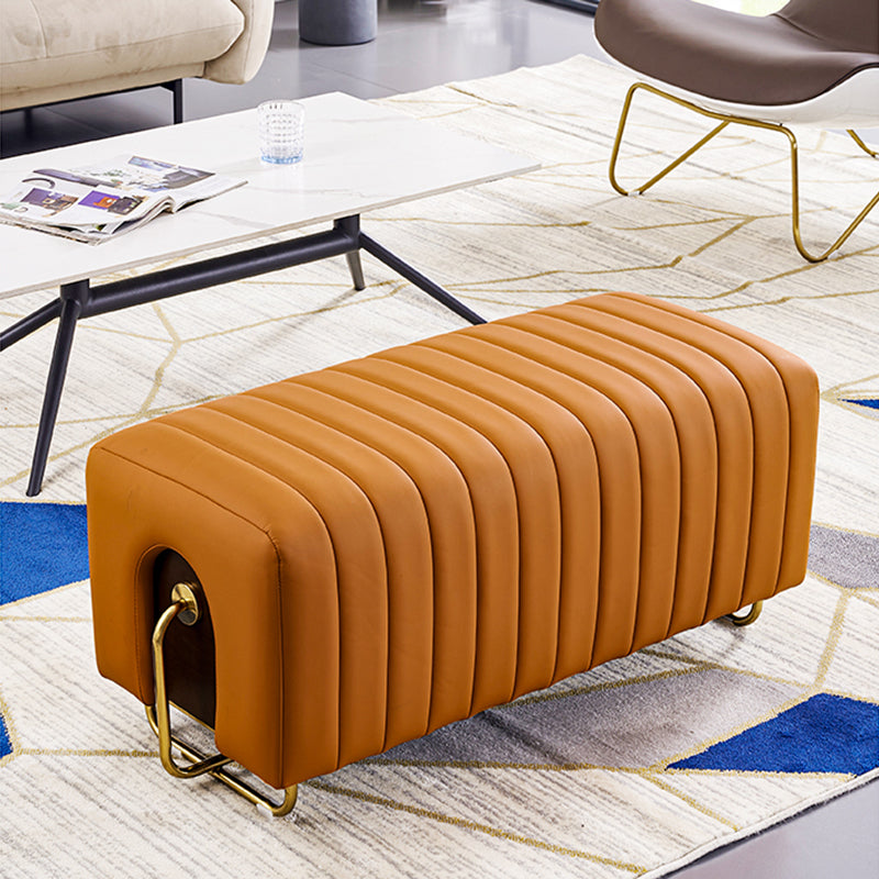 Rectangular Bench, 18"H Bedroom Seating Bench with Metal Crossing Legs Clearhalo 'Benches' 'Chairs & Seating' 'furn' 'furn_benches' 'Furniture' 'Living Room Furniture' 6131249