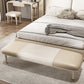 Modern Upholstered Bench, 17"H Bedroom Seating Bench with Solid Wood Legs Light Grey White Clearhalo 'Benches' 'Chairs & Seating' 'furn' 'furn_benches' 'Furniture' 'Living Room Furniture' 6131260