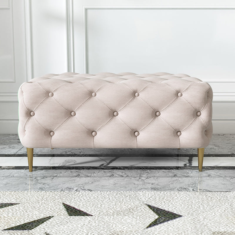 Glam Tufted Bedroom Bench, Foam Filled Bench with Metal Legs 30"L x 19.5"W x 18"H Beige Clearhalo 'Benches' 'Chairs & Seating' 'furn' 'furn_benches' 'Furniture' 'Living Room Furniture' 6131276