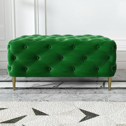 Glam Tufted Bedroom Bench, Foam Filled Bench with Metal Legs 30"L x 19.5"W x 18"H Green Clearhalo 'Benches' 'Chairs & Seating' 'furn' 'furn_benches' 'Furniture' 'Living Room Furniture' 6131278