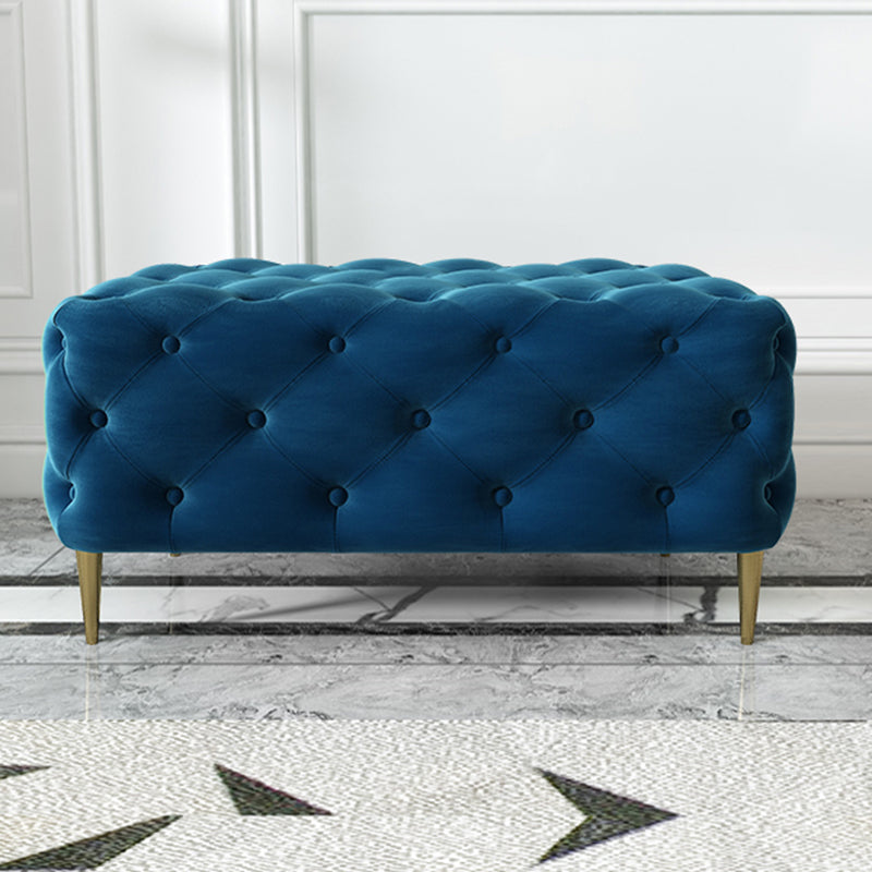 Glam Tufted Bedroom Bench, Foam Filled Bench with Metal Legs 30"L x 19.5"W x 18"H Blue Clearhalo 'Benches' 'Chairs & Seating' 'furn' 'furn_benches' 'Furniture' 'Living Room Furniture' 6131280