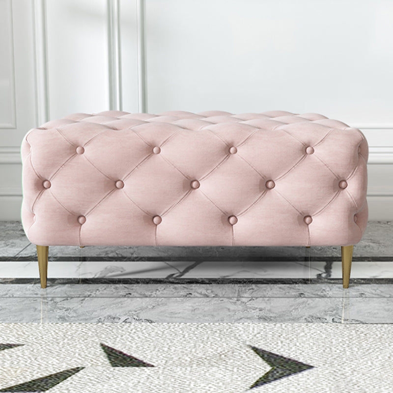 Glam Tufted Bedroom Bench, Foam Filled Bench with Metal Legs 30"L x 19.5"W x 18"H Pink Clearhalo 'Benches' 'Chairs & Seating' 'furn' 'furn_benches' 'Furniture' 'Living Room Furniture' 6131281