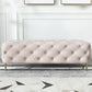Glam Tufted Bedroom Bench, Foam Filled Bench with Metal Legs 53"L x 19.5"W x 18"H Beige Clearhalo 'Benches' 'Chairs & Seating' 'furn' 'furn_benches' 'Furniture' 'Living Room Furniture' 6131283