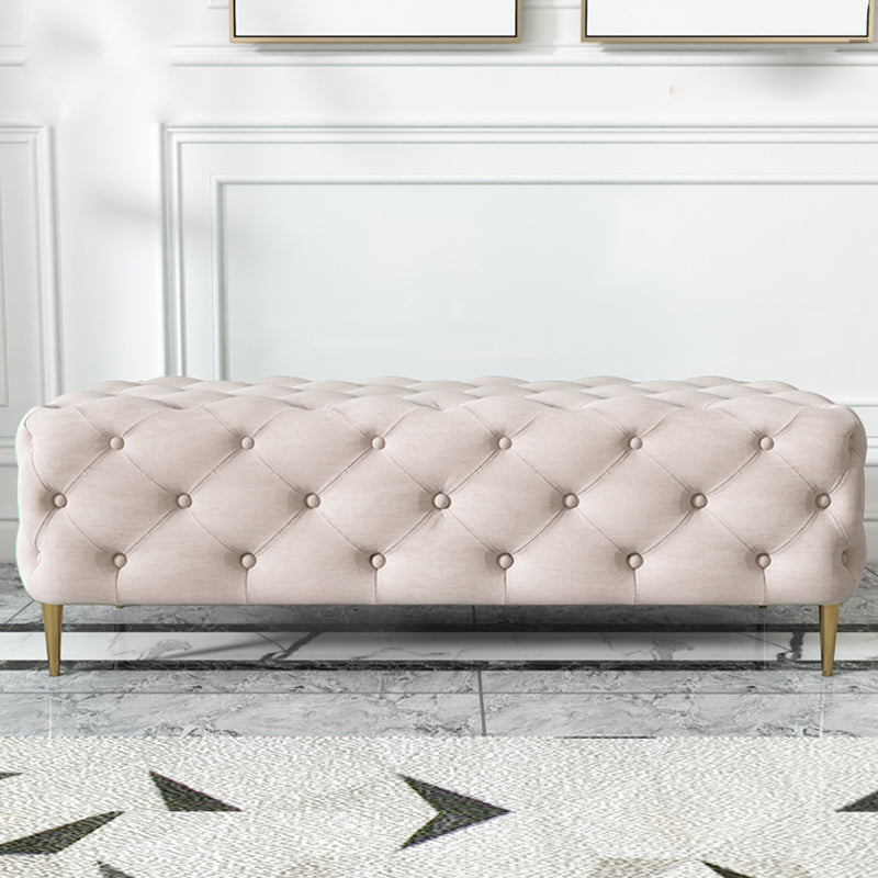Glam Tufted Bedroom Bench, Foam Filled Bench with Metal Legs 53"L x 19.5"W x 18"H Beige Clearhalo 'Benches' 'Chairs & Seating' 'furn' 'furn_benches' 'Furniture' 'Living Room Furniture' 6131283