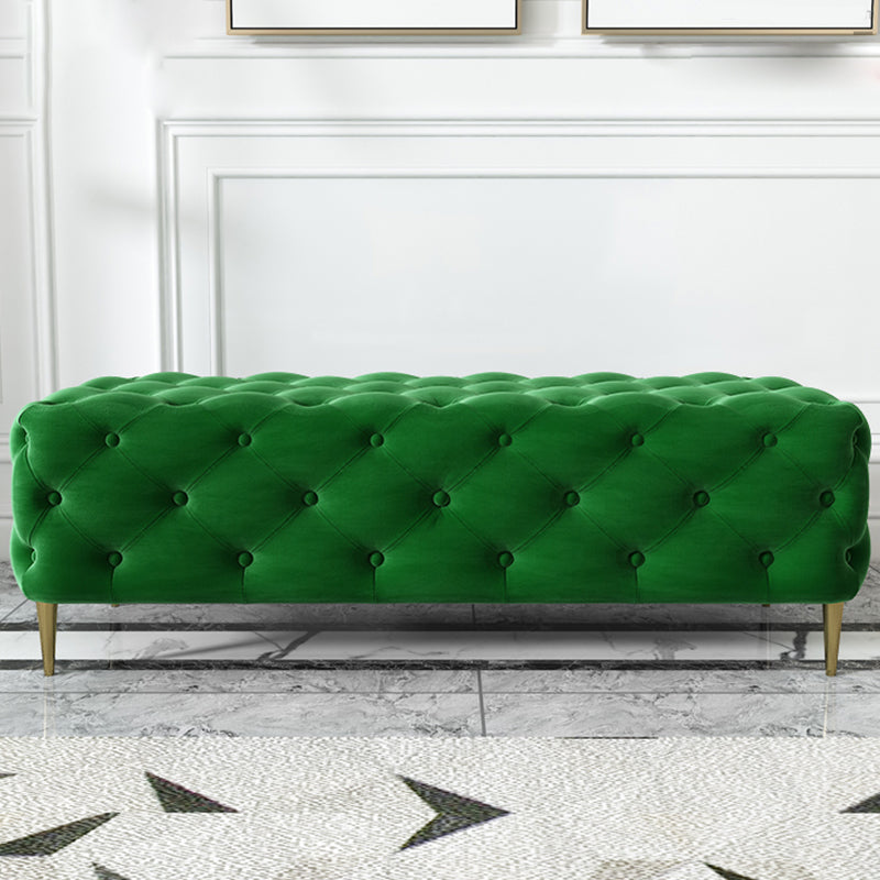 Glam Tufted Bedroom Bench, Foam Filled Bench with Metal Legs 53"L x 19.5"W x 18"H Green Clearhalo 'Benches' 'Chairs & Seating' 'furn' 'furn_benches' 'Furniture' 'Living Room Furniture' 6131285