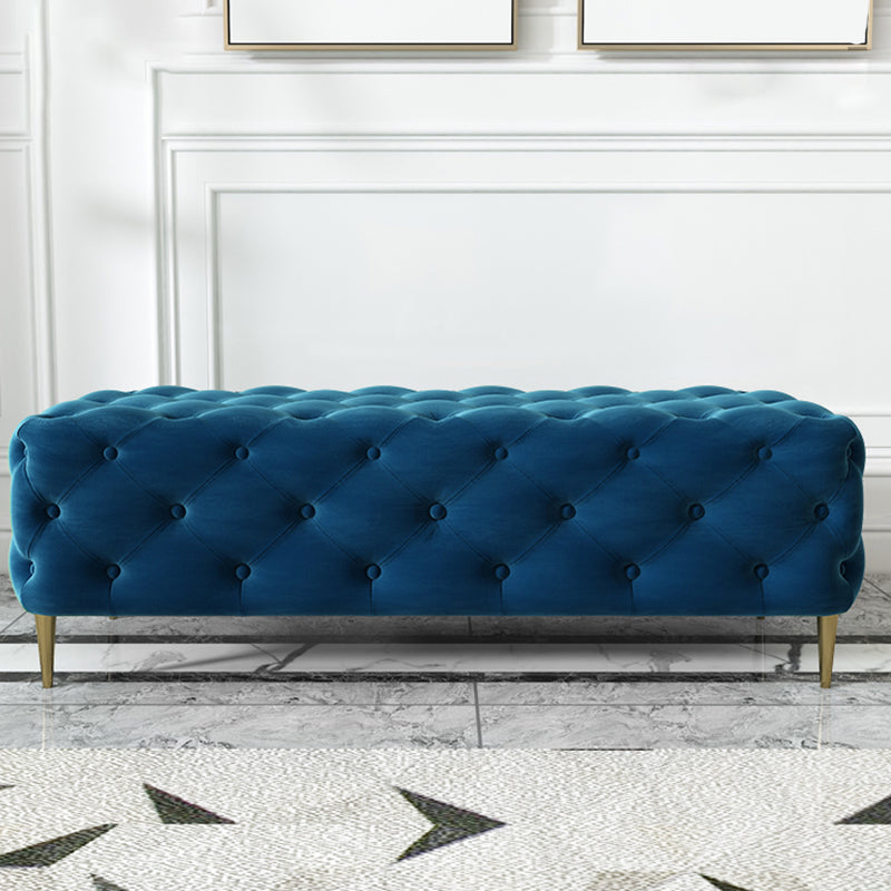 Glam Tufted Bedroom Bench, Foam Filled Bench with Metal Legs 53"L x 19.5"W x 18"H Blue Clearhalo 'Benches' 'Chairs & Seating' 'furn' 'furn_benches' 'Furniture' 'Living Room Furniture' 6131287