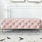 Glam Tufted Bedroom Bench, Foam Filled Bench with Metal Legs 53"L x 19.5"W x 18"H Pink Clearhalo 'Benches' 'Chairs & Seating' 'furn' 'furn_benches' 'Furniture' 'Living Room Furniture' 6131289